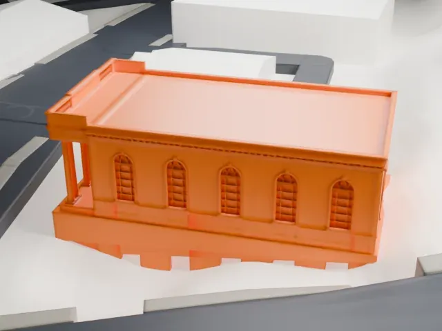 Roslyn National Bank and Trust Company Building model, South view