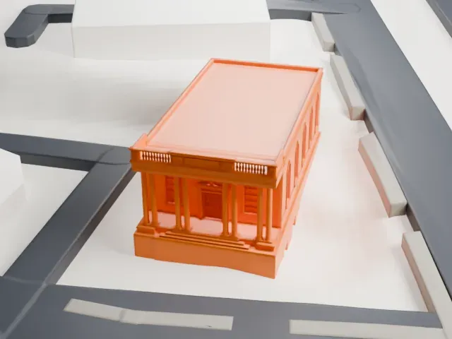 Roslyn National Bank and Trust Company Building model, West view