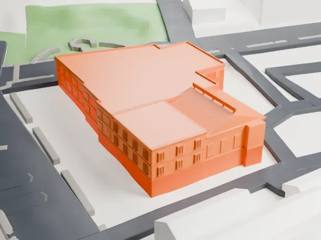 Roslyn Savings Bank Building model, West view