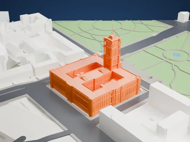 Red Town Hall model, East view