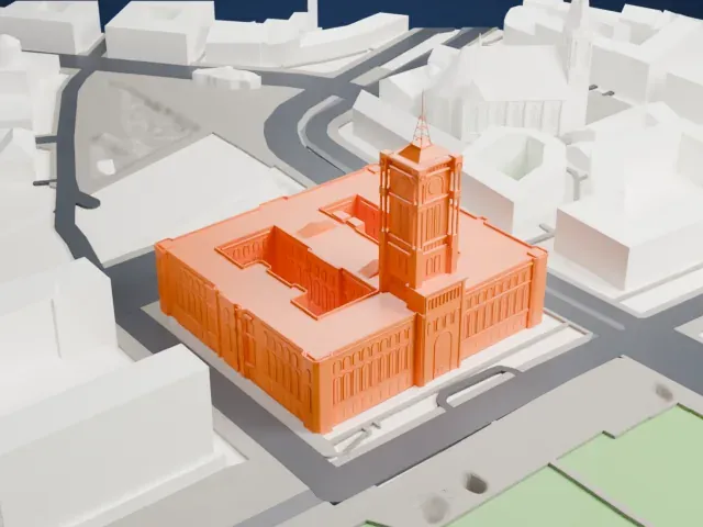 Red Town Hall model, North view