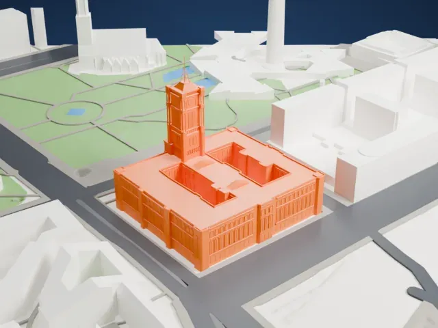 Red Town Hall model, South view