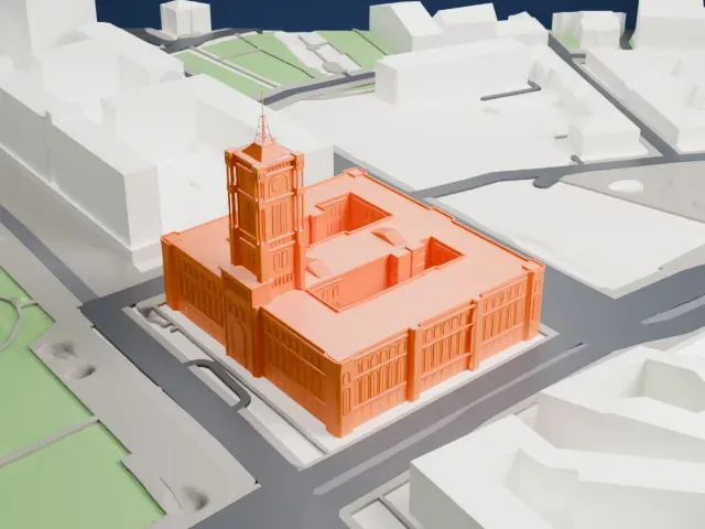 Red Town Hall model, West view