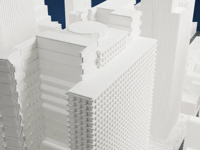 Row NYC Hotel model, East view