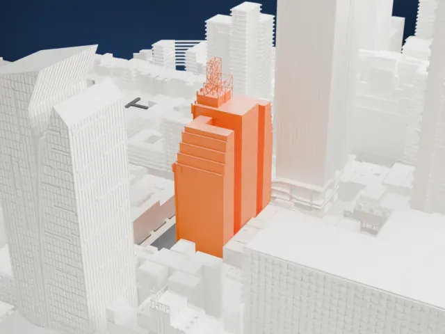 Row NYC Hotel model, South view