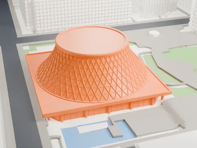 Roy Thomson Hall model, North view