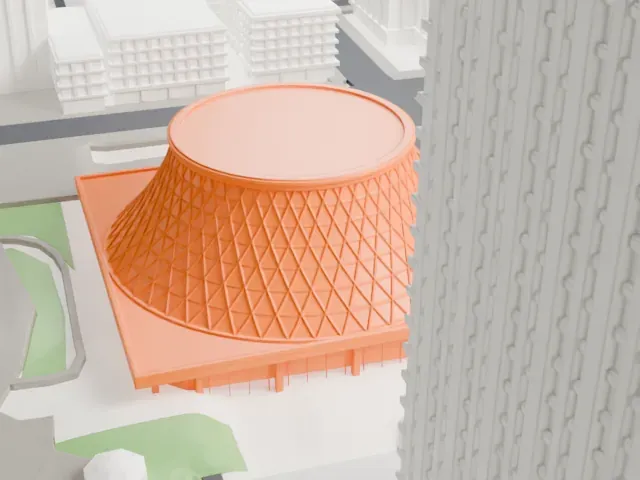 Roy Thomson Hall model, South view
