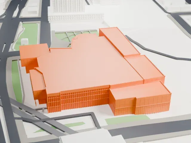 Royal Alberta Museum model, East view
