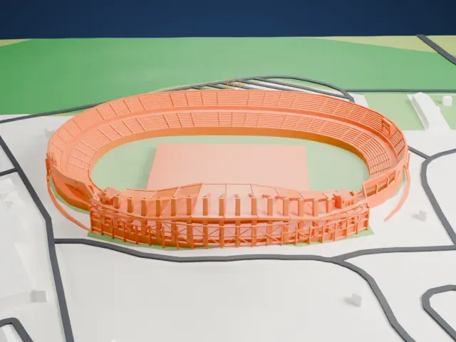 Royal Bafokeng Stadium model, West view