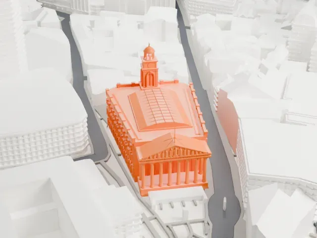 Royal Exchange, London model, West view