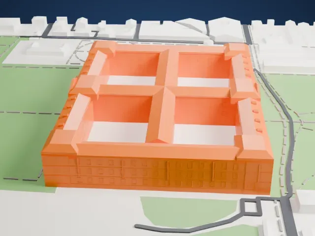 Royal Palace of Caserta model, West view