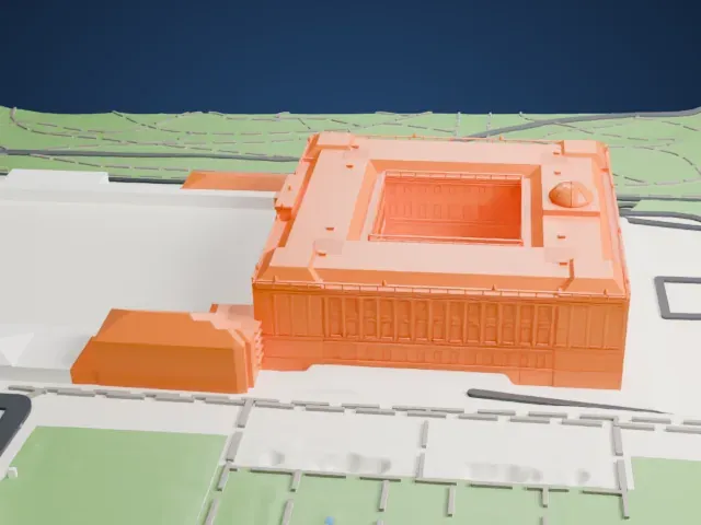 Royal Palace of Madrid model, East view