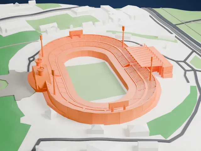 RSC Olimpiyskiy model, South view