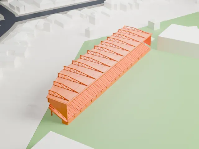 Rugby Park model, North view