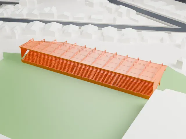Rugby Park model, West view