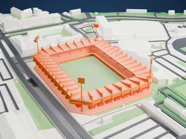Ruhrstadion model, East view