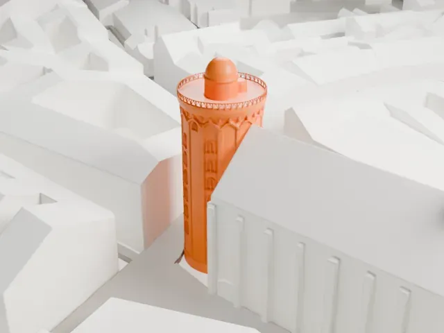 Rundetaarn model, East view