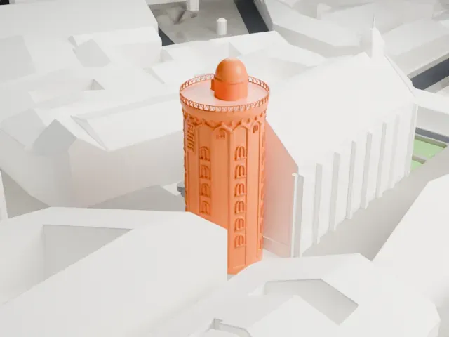 Rundetaarn model, South view