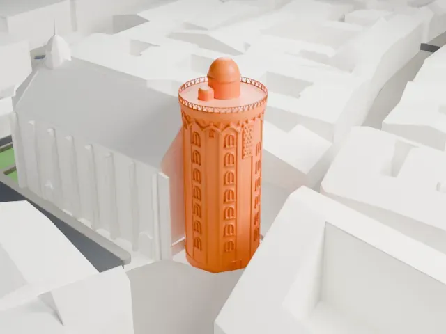 Rundetaarn model, West view