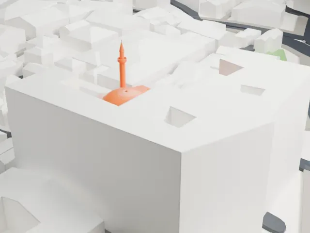 Rüstem Pasha Mosque model, East view