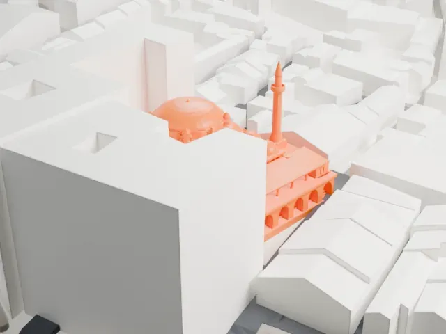 Rüstem Pasha Mosque model, North view