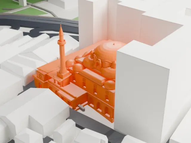 Rüstem Pasha Mosque model, South view