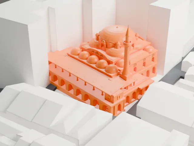 Rüstem Pasha Mosque model, West view