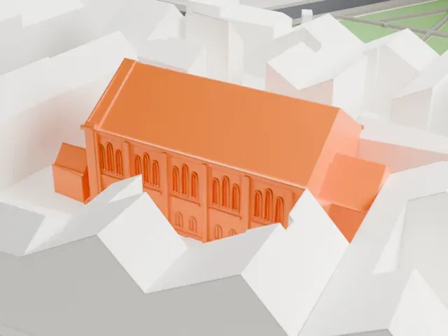 Rykestrasse Synagogue model, East view