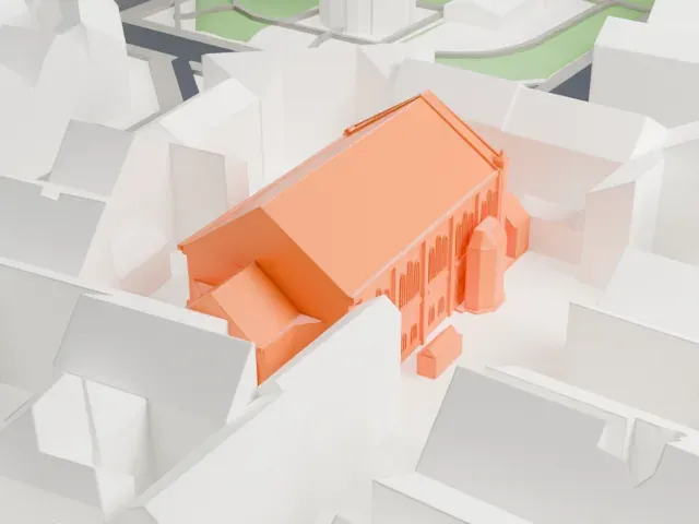 Rykestrasse Synagogue model, North view