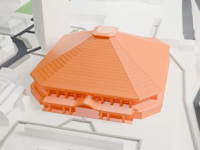 Ryōgoku Kokugikan model, West view