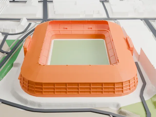 Sør Arena model, East view