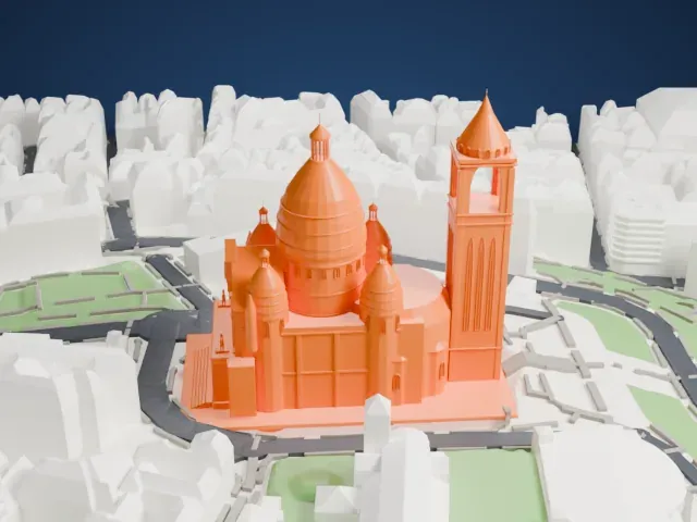 Sacré-Cœur Basilica model, West view