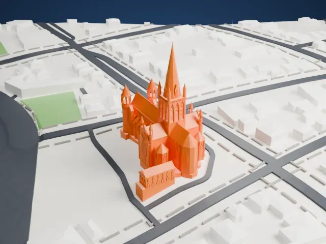 Sacred Heart Cathedral, Bendigo model, East view