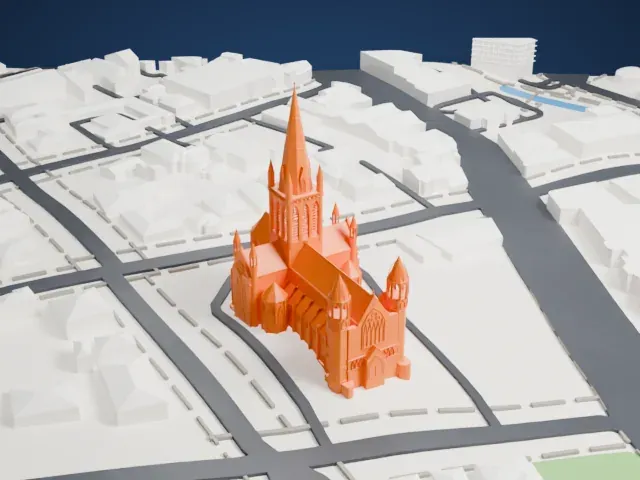 Sacred Heart Cathedral, Bendigo model, West view