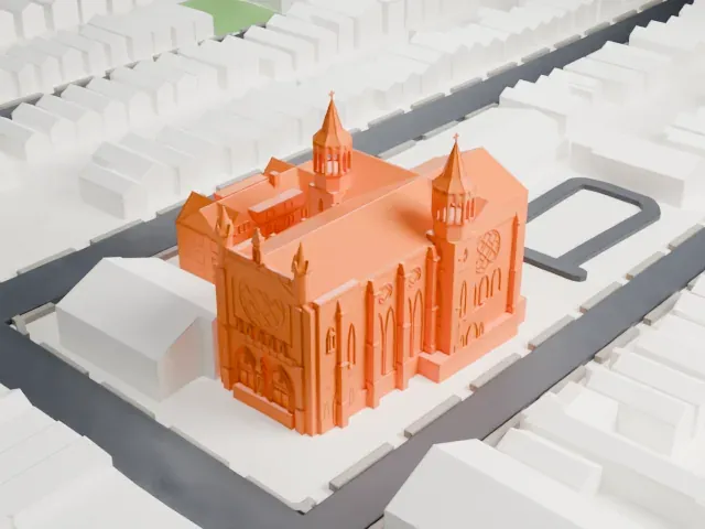 Sacred Heart Church, Jersey City model, West view