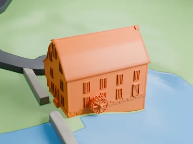 Saddle Rock Grist Mill model, North view