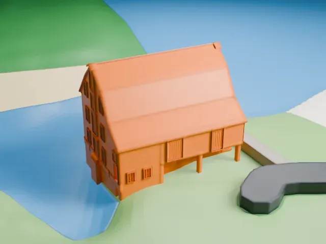 Saddle Rock Grist Mill model, South view