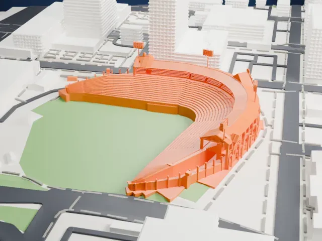 Sahlen Field model, East view