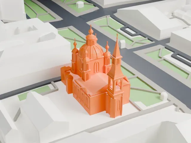 Saint Andrew's Cathedral (Saint Petersburg) model, West view