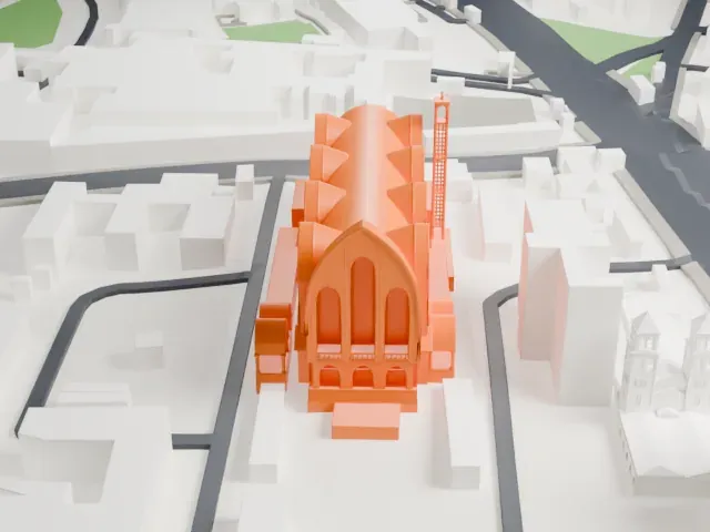 Saint Mark's Coptic Orthodox Cathedral model, West view