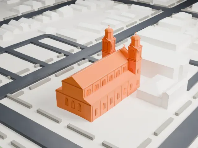 Saint Mary of Mount Virgin Roman Catholic Church model, East view