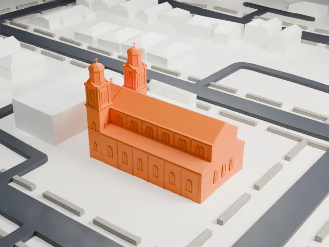 Saint Mary of Mount Virgin Roman Catholic Church model, South view