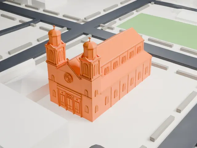Saint Mary of Mount Virgin Roman Catholic Church model, West view