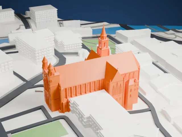 Saint-Michel Basilica-Cathedral model, South view