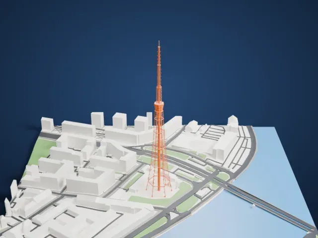 Saint Petersburg TV Tower model, East view