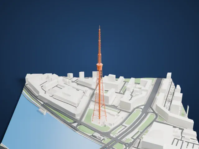 Saint Petersburg TV Tower model, North view