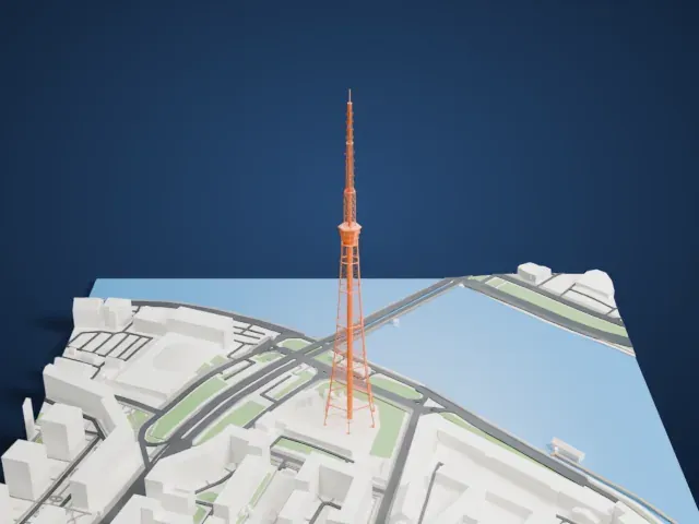Saint Petersburg TV Tower model, South view
