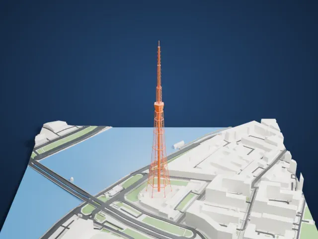 Saint Petersburg TV Tower model, West view