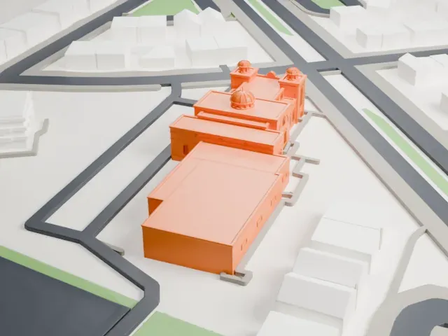 Saint Sauveur Cathedral model, West view