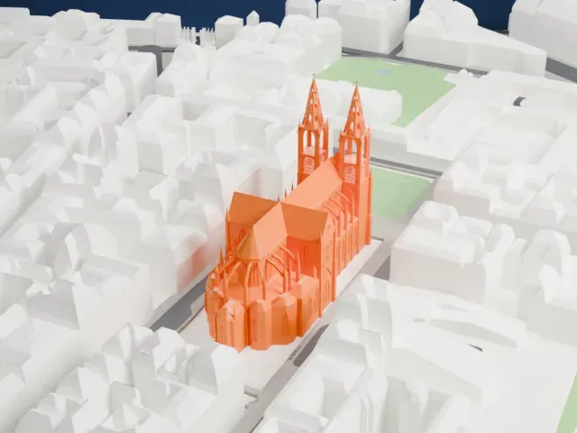 Basilica of Sainte-Clotilde, Paris model, South view